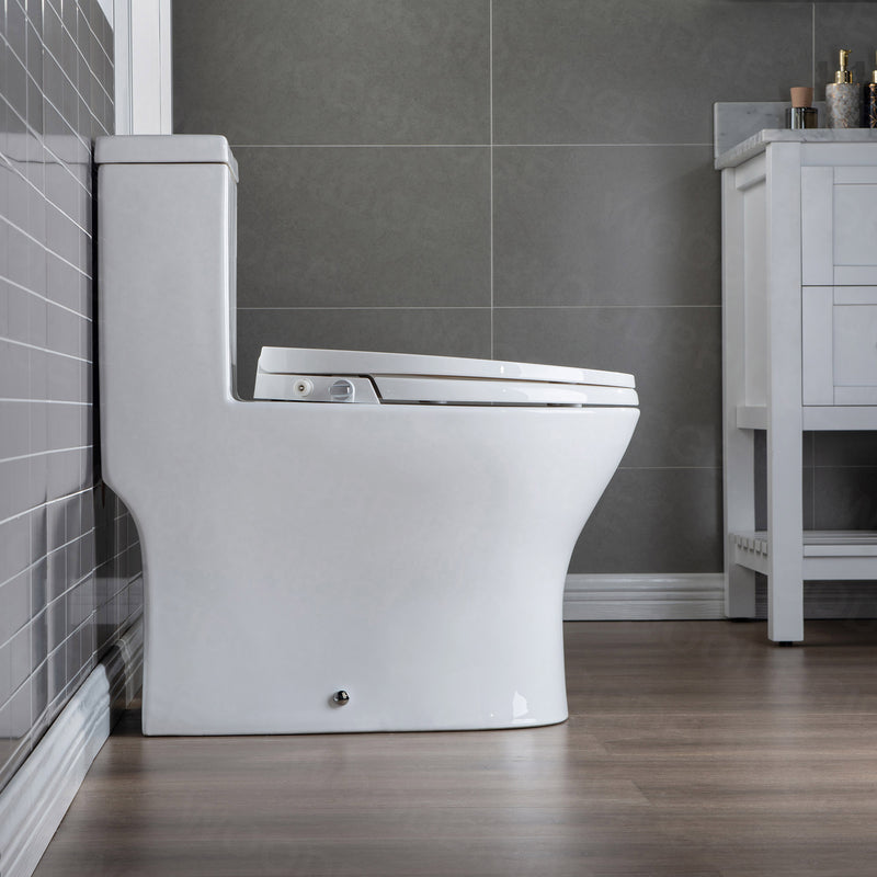 Woodbridge T-0045 Modern One Piece Elongated High Efficiency Toilet with Soft Close Seat