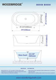 Woodbridge 59" Freestanding Contemporary Acrylic Soaking Bathtub B8858-CH