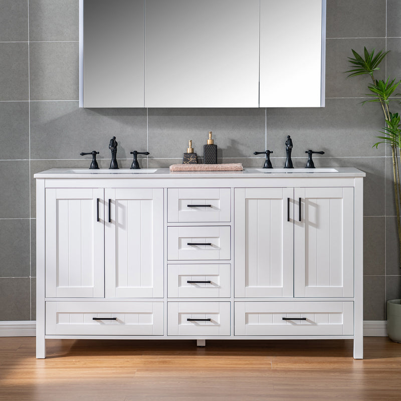 WOODBRIDGE Dover-60-D-WH freestanding double-basin vanity in White