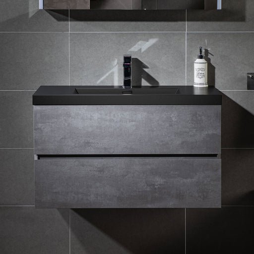 WOODBRIDGE CA30-CG-MB Gray floating vanity with matte black quartz top