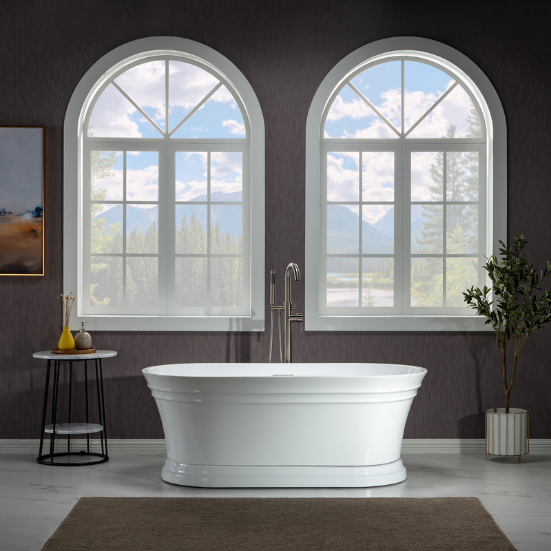 Woodbridge B1536-C 59 inch double ended bathtub with chrome drain