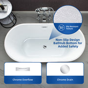Woodbridge 67" Freestanding Double Ended Acrylic Soaking Bathtub B1537-C
