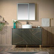 WOODBRIDGE Dubai-BG-48FW wall mounted floating vanity in matte black with gold accents