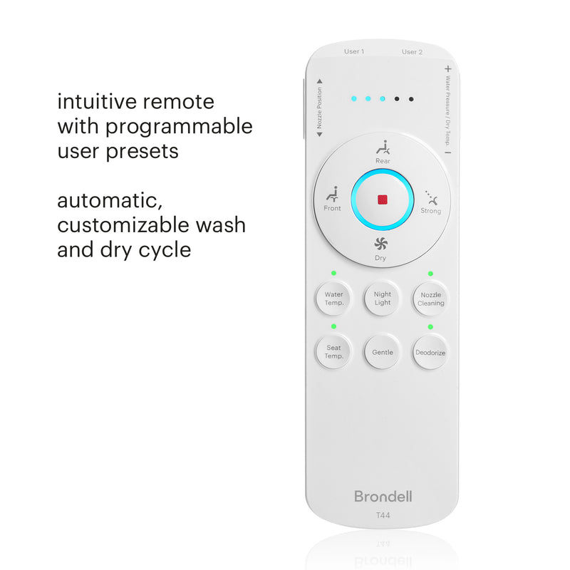 Brondell Swash Thinline T44 Luxury Bidet Toilet Seat with Remote Control