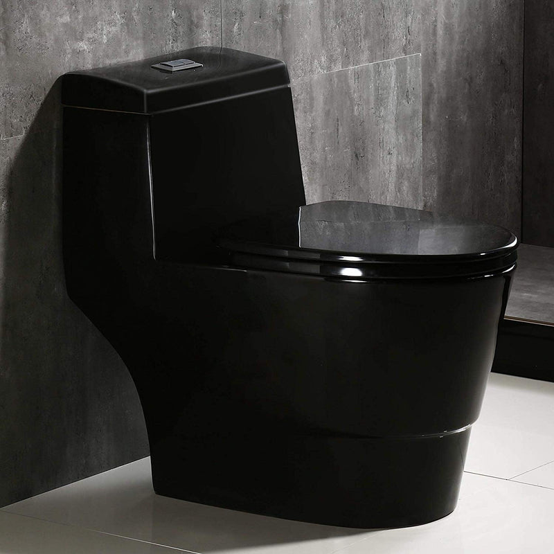 WOODBRIDGE B0941 One Piece Toilet with Soft Closing Seat, Chair Height, Dual Flush, Black
