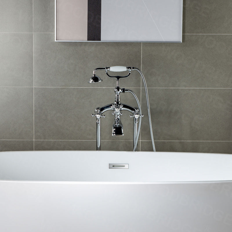Woodbridge Freestanding Clawfoot Tub Filler with Telephone Hand Shower
