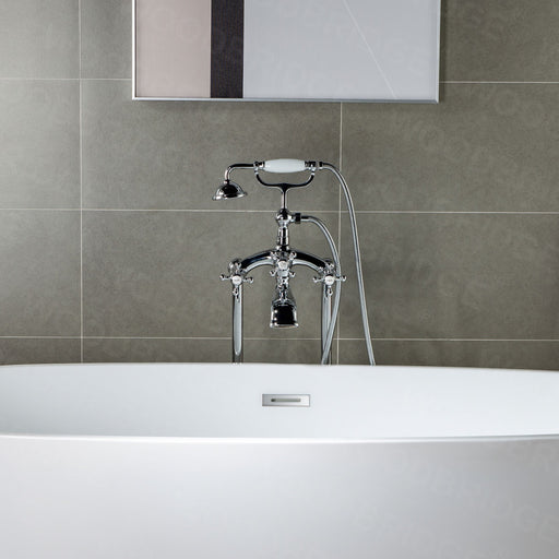 Woodbridge Freestanding Clawfoot Tub Filler with Telephone Hand Shower