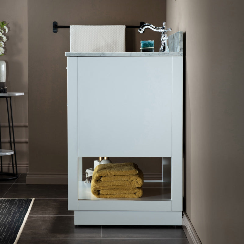 Woodbridge Venice 30 Vanity with Brushed Nickel Trim and Carrara Marble Top