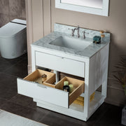 Woodbridge Venice 30 Vanity with Brushed Nickel Trim and Carrara Marble Top
