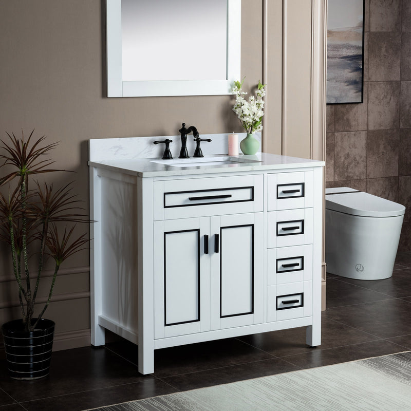 Woodbridge Milan 37 Vanity with Carrara Engineered Stone Top