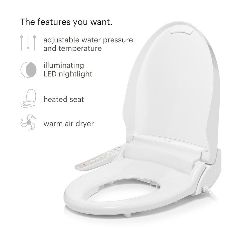 Brondell Swash EM417 Advanced Bidet Toilet Seat with Side Arm Control