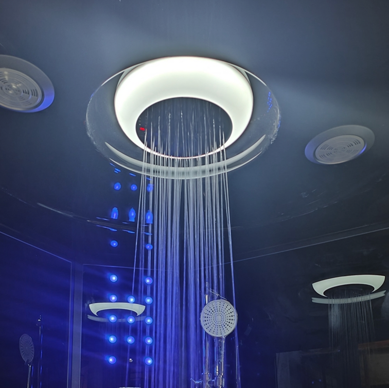Ningjie Bathroom Deluxe Custom Black Steam Sauna Shower Room, Multi-functional Smart Shower Room