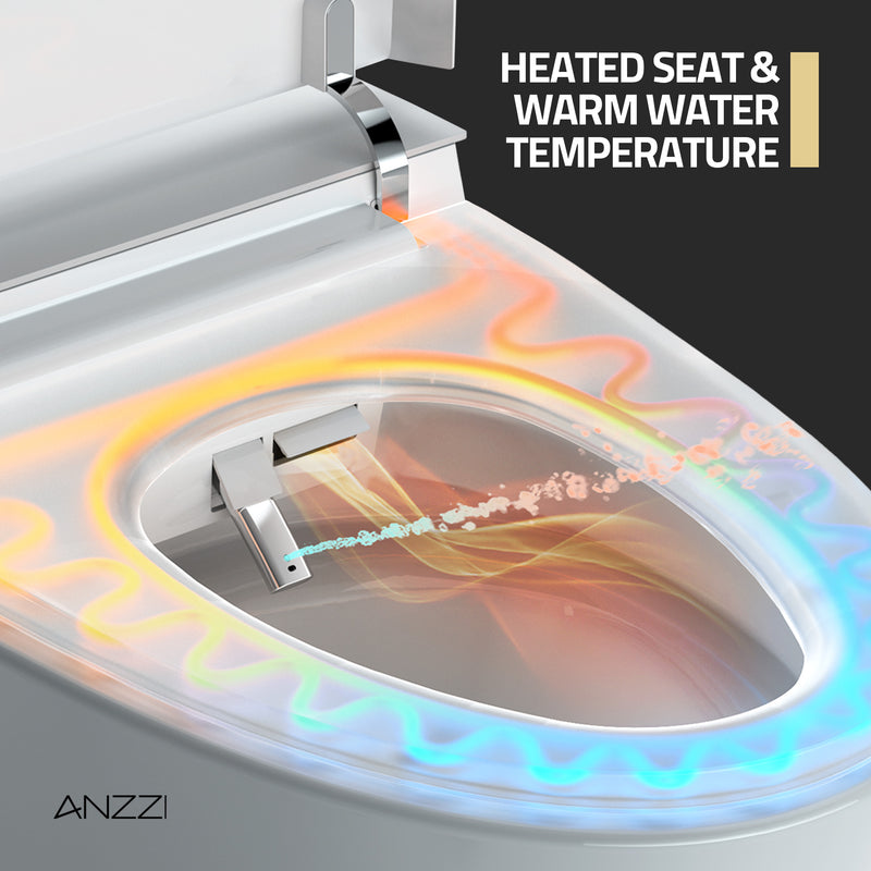 ANZZI Juno 26 in. Smart Toilet and Bidet Set with Heated Seat, Front & Rear Wash, and Foot Sensor
