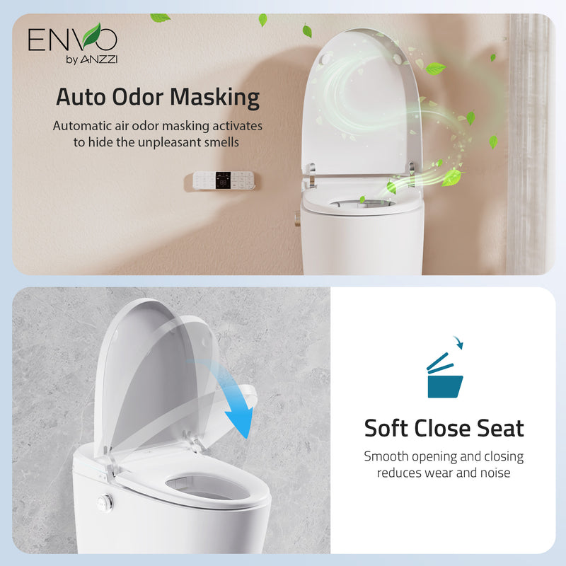 ANZZI ENVO Dia Series 1.28 GPF Smart Bidet Toilet with Auto Open, Dual Flush, and Heated Seat
