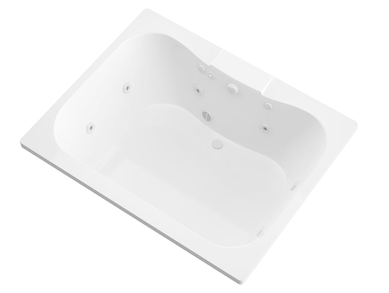 Atlantis Whirlpools Neptune 48 x 60 Rectangular Whirlpool Bathtub with Center drain and V-Style Back Jets in Glossy White