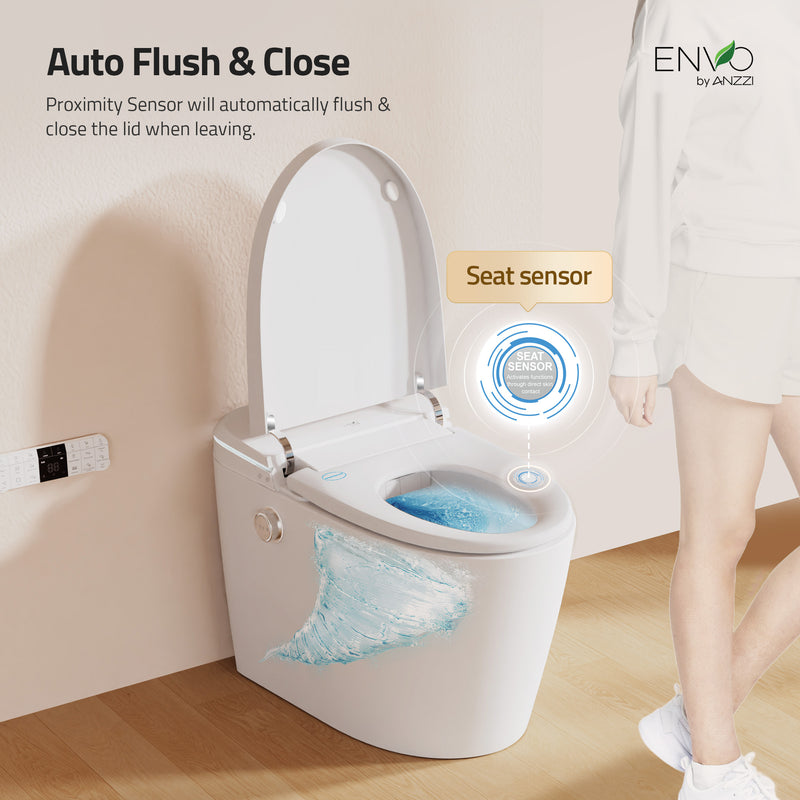 ANZZI ENVO Dia Series 1.28 GPF Smart Bidet Toilet with Auto Open, Dual Flush, and Heated Seat