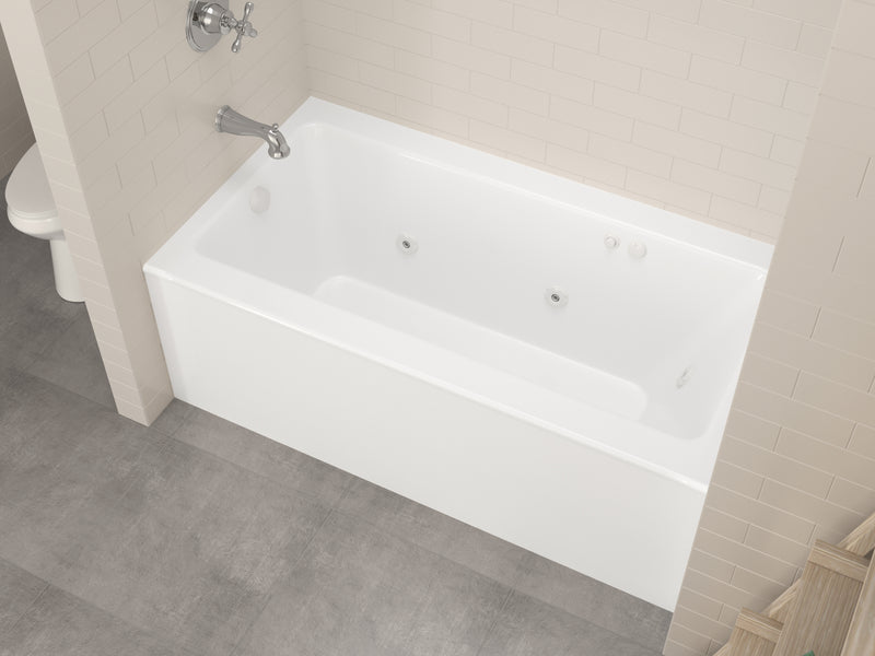 Atlantis Whirlpools Soho Amber 60 in. x 30 in. Rectangular Whirlpool Bathtub with Left Side Drain and V-Style Back Jets in Glossy White