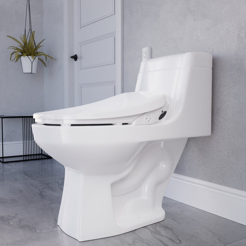 Dive Smart Electric Bidet Toilet Seat for Elongated Toilets with Remote Control, Heated Seat, and Deodorizer in White