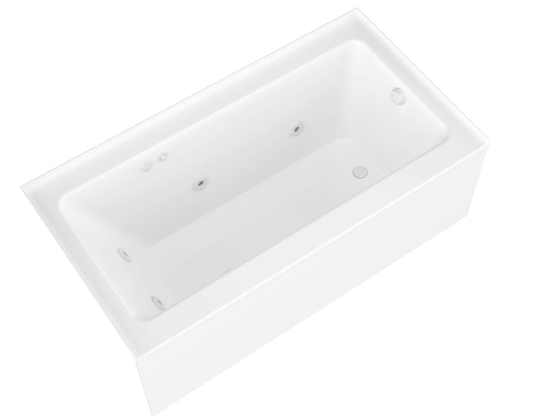 Atlantis Whirlpools Soho Amber 60 in. x 30 in. Rectangular Whirlpool Bathtub with Left Side Drain and V-Style Back Jets in Glossy White