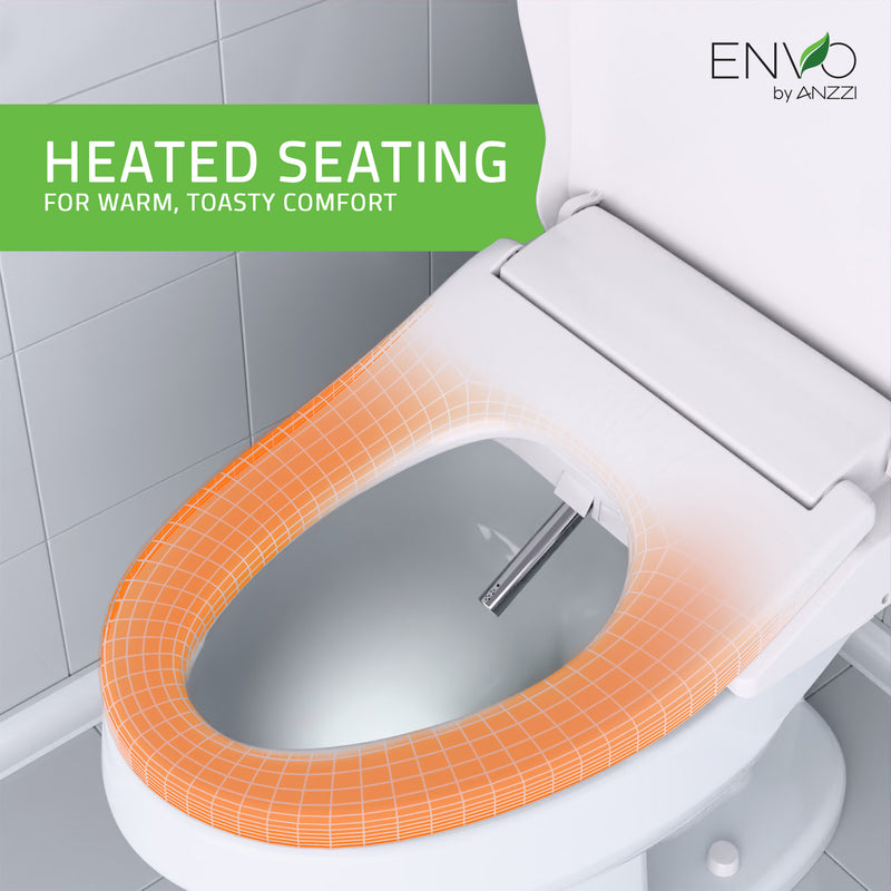 ANZZI Electric Bidet Seat, Elongated, with Heated Seat, Warm Water Wash, and Wireless Remote