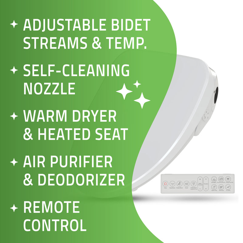 ANZZI Dive Smart Electric Bidet Toilet Seat, Elongated, with Remote Control, Heated Seat, and Deodorizer