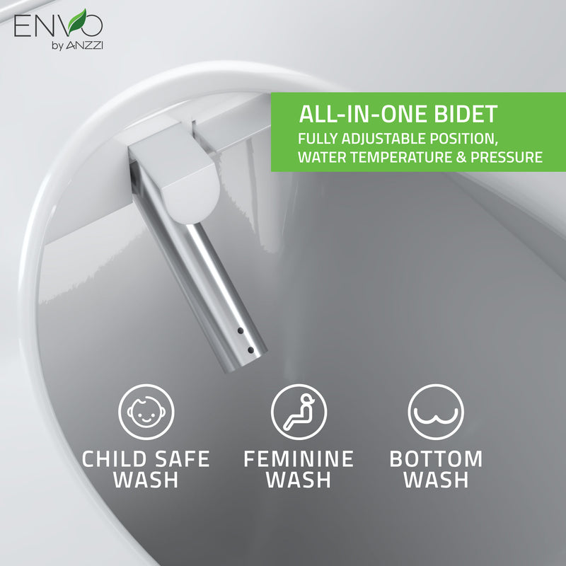 ANZZI Dive Smart Electric Bidet Toilet Seat, Elongated, with Remote Control, Heated Seat, and Deodorizer