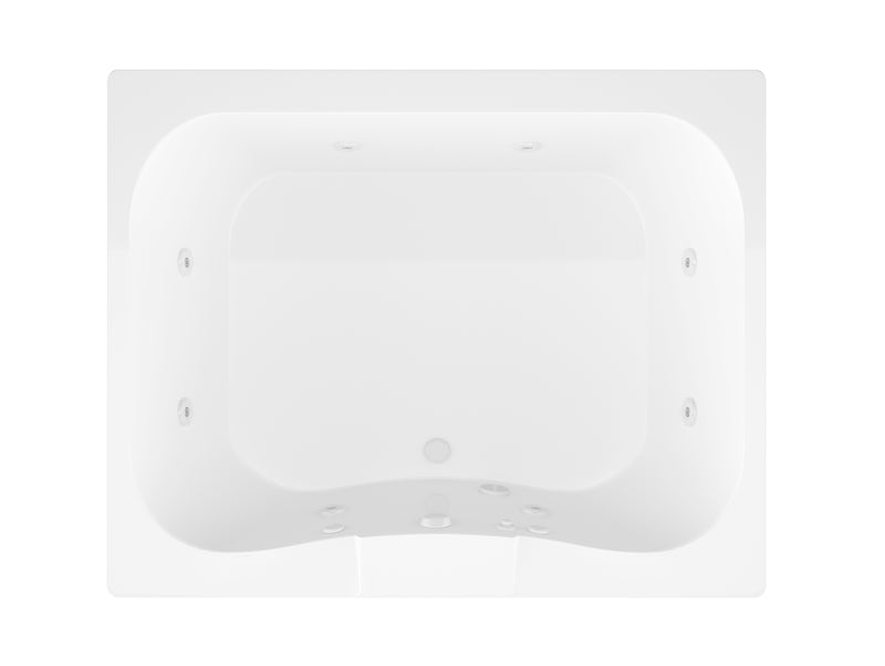 Neptune 48 x 60 Rectangular Whirlpool Bathtub with Center drain and V-Style Back Jets in Glossy White