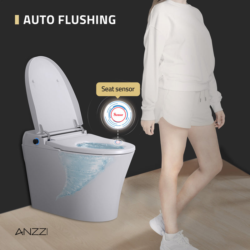 ANZZI Juno 26 in. Smart Toilet and Bidet Set with Heated Seat, Front & Rear Wash, and Foot Sensor