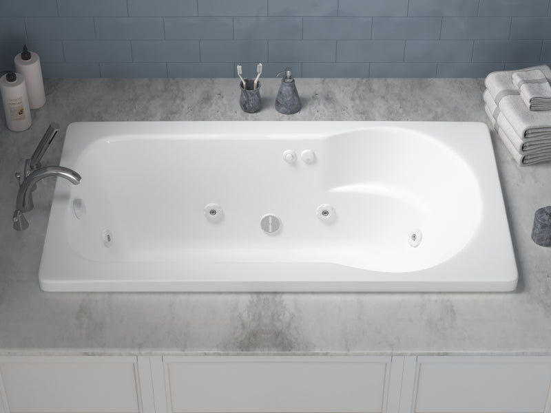 Atlantis Whirlpools Zircon Series 60 in. x 32 in. Rectangular Whirlpool Bathtub with Left Side Drain and V-Style Back Jets in Glossy White