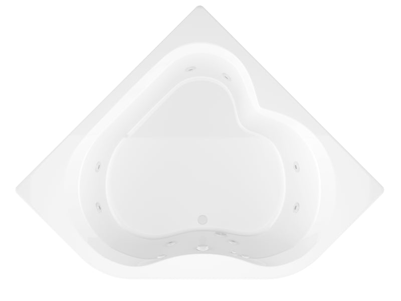 Beryl Series 84 in. x 62 in. Corner Whirlpool Bathtub with Center drain and V-Style Back Jets in Glossy Smooth White