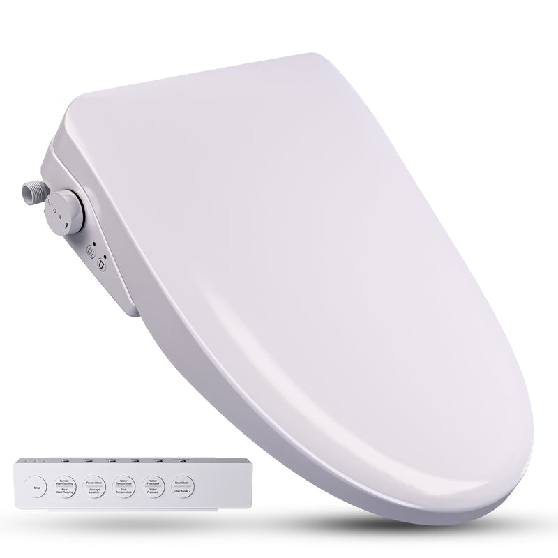ANZZI Electric Bidet Seat with Auto Lid, Heated Seat, Warm Water Wash, and Classic Remote