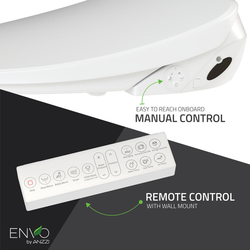ANZZI Dive Smart Electric Bidet Toilet Seat, Elongated, with Remote Control, Heated Seat, and Deodorizer