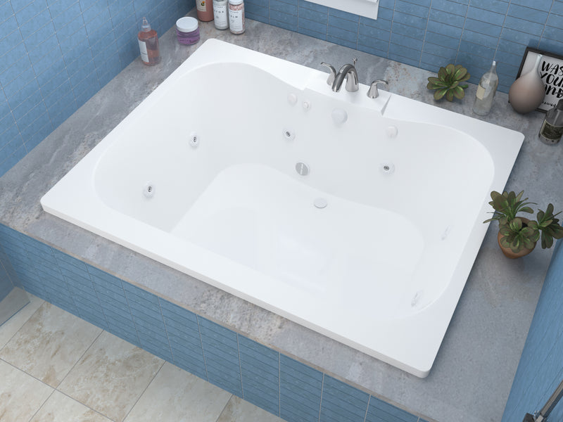 Atlantis Whirlpools Neptune 48 x 60 Rectangular Whirlpool Bathtub with Center drain and V-Style Back Jets in Glossy White
