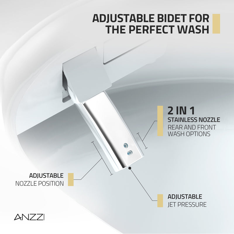 ANZZI Juno 26 in. Smart Toilet and Bidet Set with Heated Seat, Front & Rear Wash, and Foot Sensor