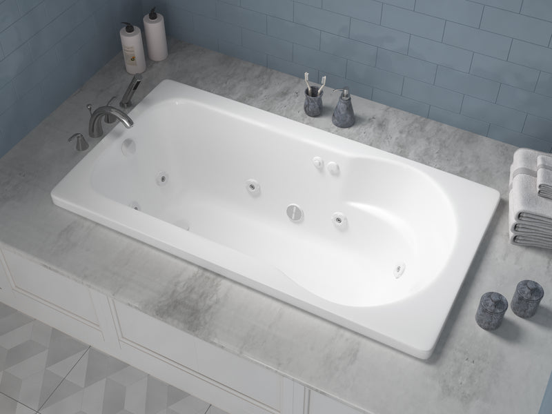 Atlantis Whirlpools Zircon Series 60 in. x 32 in. Rectangular Whirlpool Bathtub with Left Side Drain and V-Style Back Jets in Glossy White