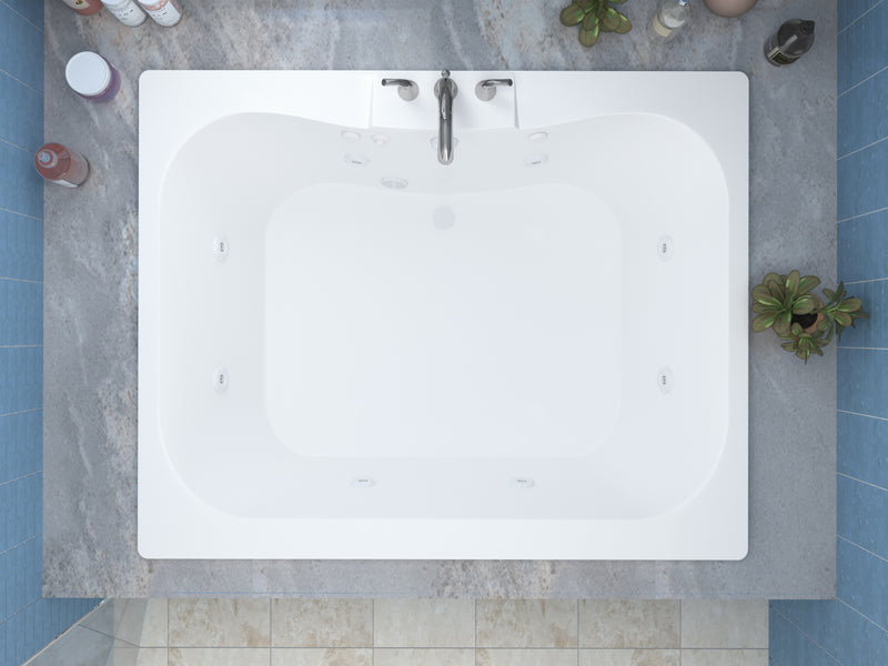 Atlantis Whirlpools Neptune 48 x 60 Rectangular Whirlpool Bathtub with Center drain and V-Style Back Jets in Glossy White