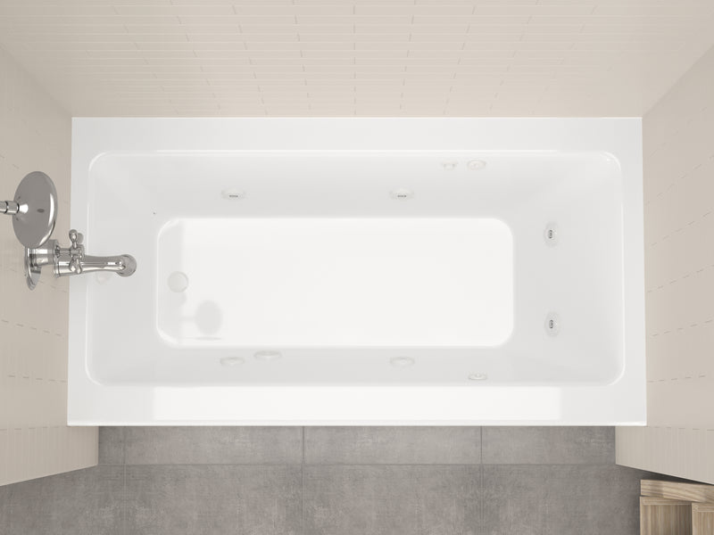 Atlantis Whirlpools Soho Amber 60 in. x 30 in. Rectangular Whirlpool Bathtub with Left Side Drain and V-Style Back Jets in Glossy White