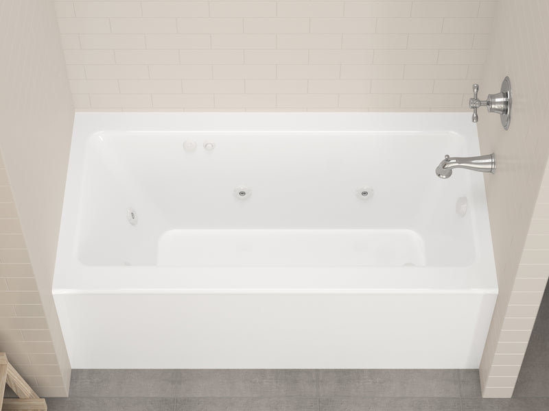 Atlantis Whirlpools Soho Amber 60 in. x 30 in. Rectangular Whirlpool Bathtub with Left Side Drain and V-Style Back Jets in Glossy White