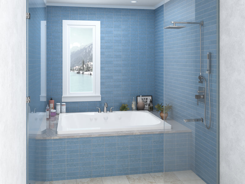 Atlantis Whirlpools Neptune 48 x 60 Rectangular Whirlpool Bathtub with Center drain and V-Style Back Jets in Glossy White