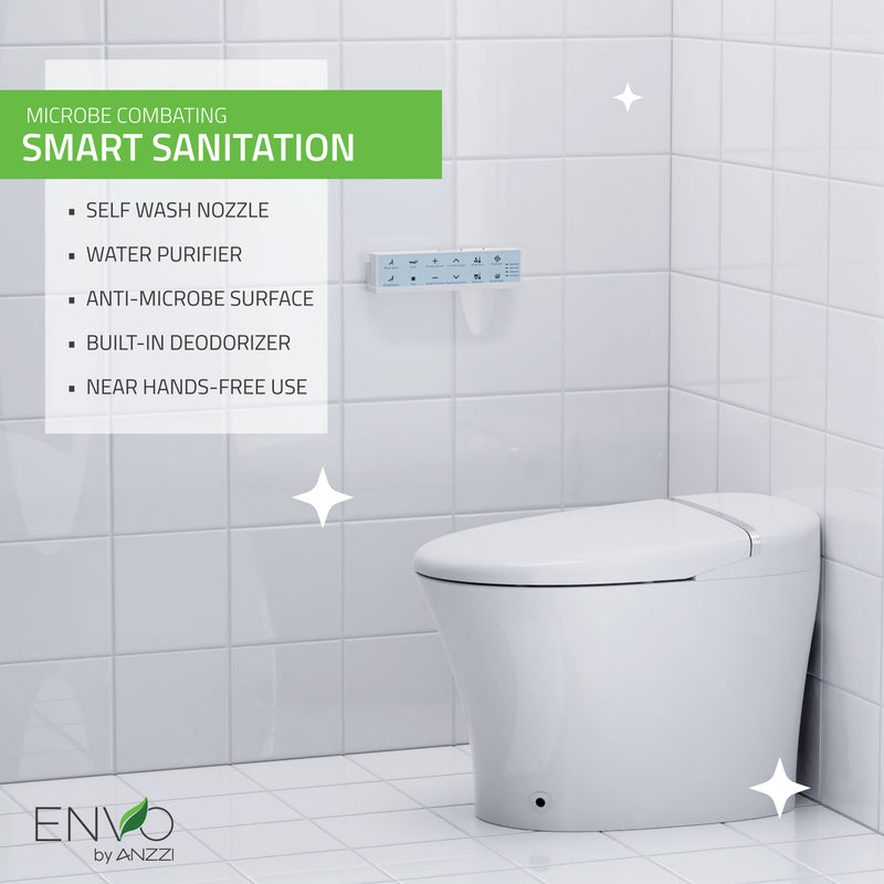 ANZZI ENVO Aura Elongated 1.28 GPF Smart Bidet Toilet with Remote Control, Auto Flush, and Heated Seat