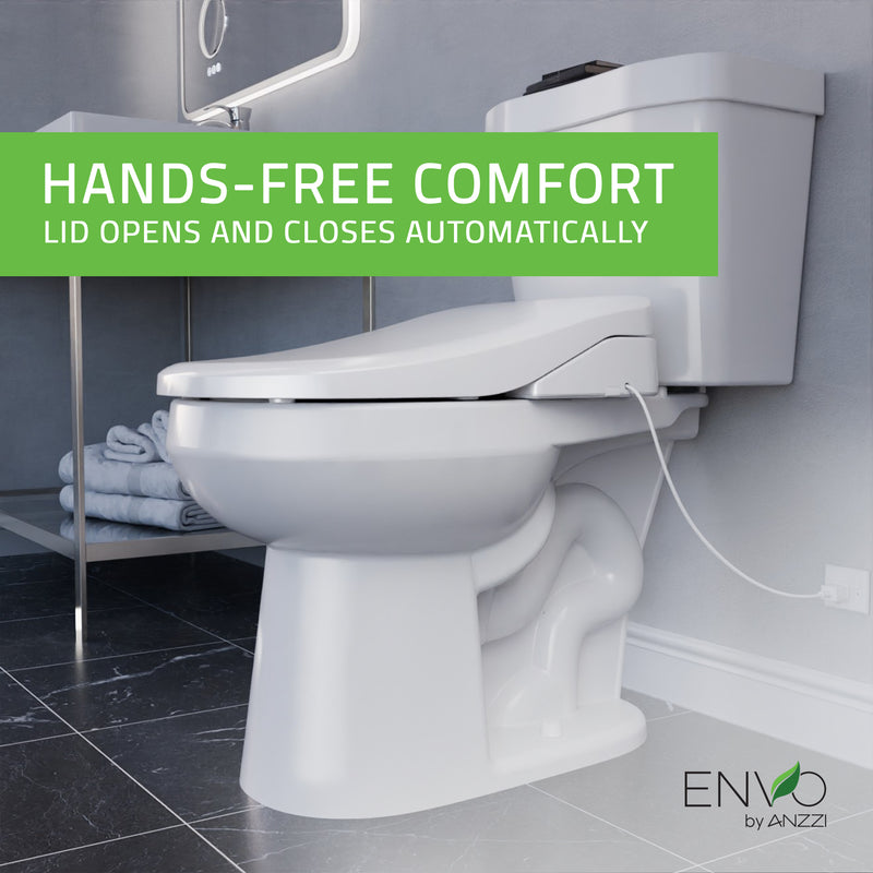 ANZZI Electric Bidet Seat with Auto Lid, Heated Seat, Warm Water Wash, and Classic Remote