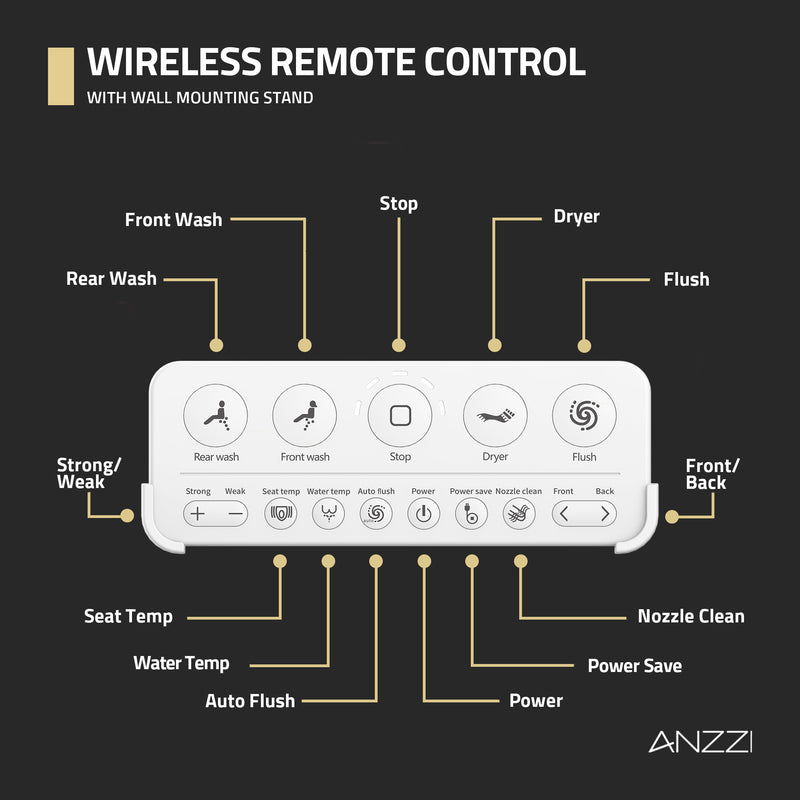ANZZI Juno 26 in. Smart Toilet and Bidet Set with Heated Seat, Front & Rear Wash, and Foot Sensor