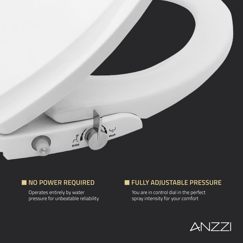 ANZZI Minnow 19 in. Elongated Manual Bidet Toilet Seat with Soft-Close Lid and Dual Self-Cleaning Nozzles