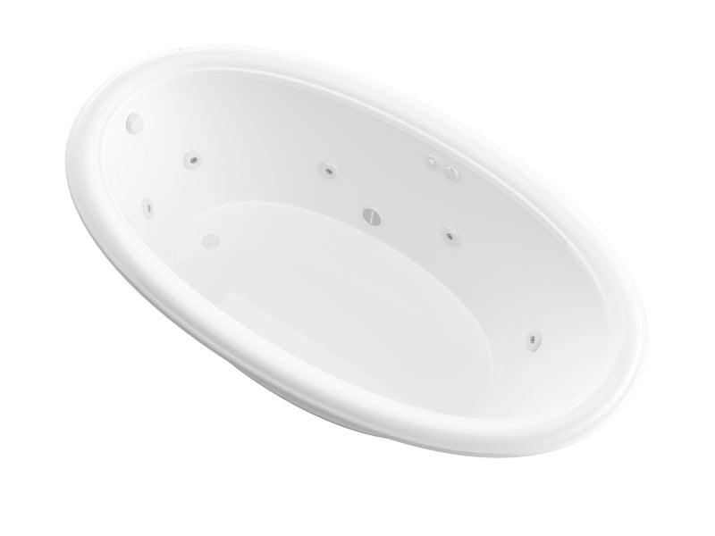 Atlantis Whirlpools Topaz Series 70 in. x 42 in. Oval Whirlpool Bathtub with Right Side Drain and V-Style Back Jets in Glossy Smooth White