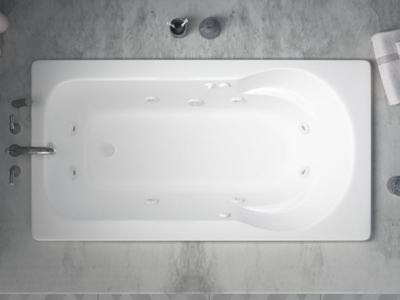 Atlantis Whirlpools Zircon Series 60 in. x 32 in. Rectangular Whirlpool Bathtub with Left Side Drain and V-Style Back Jets in Glossy White
