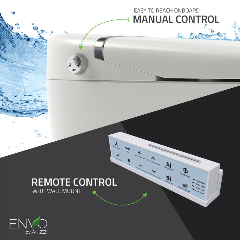 ANZZI ENVO Aura Elongated 1.28 GPF Smart Bidet Toilet with Remote Control, Auto Flush, and Heated Seat