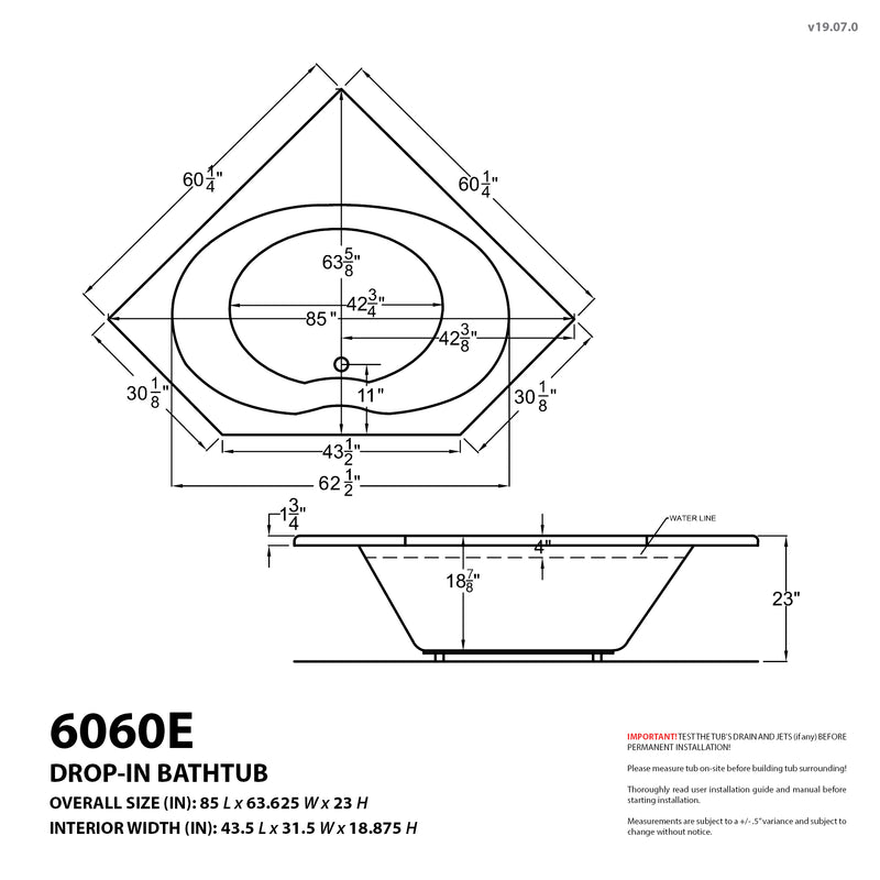 Atlantis Whirlpools Eclipse 60 x 60 Corner Whirlpool Jetted Bathtub