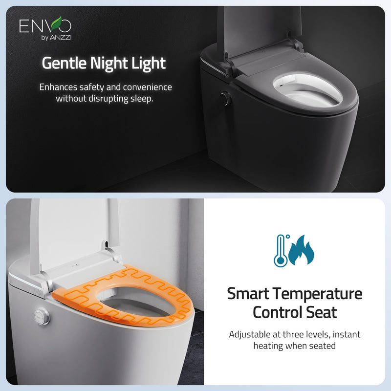 ANZZI ENVO Dia Series 1.28 GPF Smart Bidet Toilet with Auto Open, Dual Flush, and Heated Seat