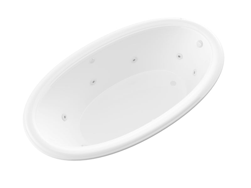 Atlantis Whirlpools Topaz Series 70 in. x 42 in. Oval Whirlpool Bathtub with Right Side Drain and V-Style Back Jets in Glossy Smooth White