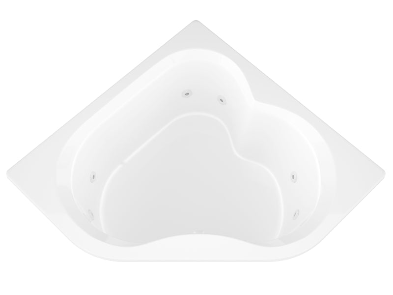 Atlantis Whirlpools Beryl Series 84 in. x 62 in. Corner Whirlpool Bathtub with Center drain and V-Style Back Jets in Glossy Smooth White